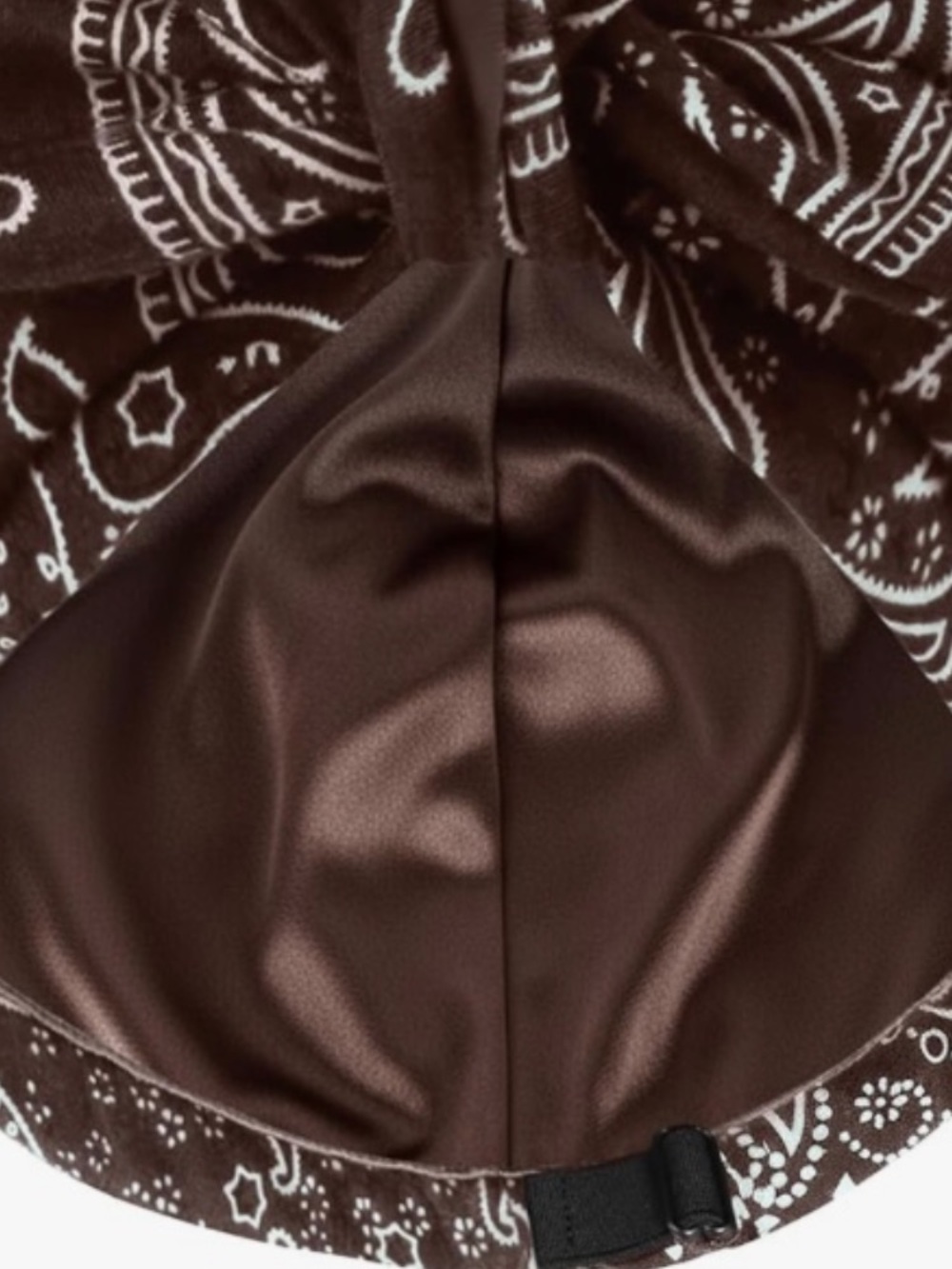 Brown Bandana-Print Satin Turban cap bonnet